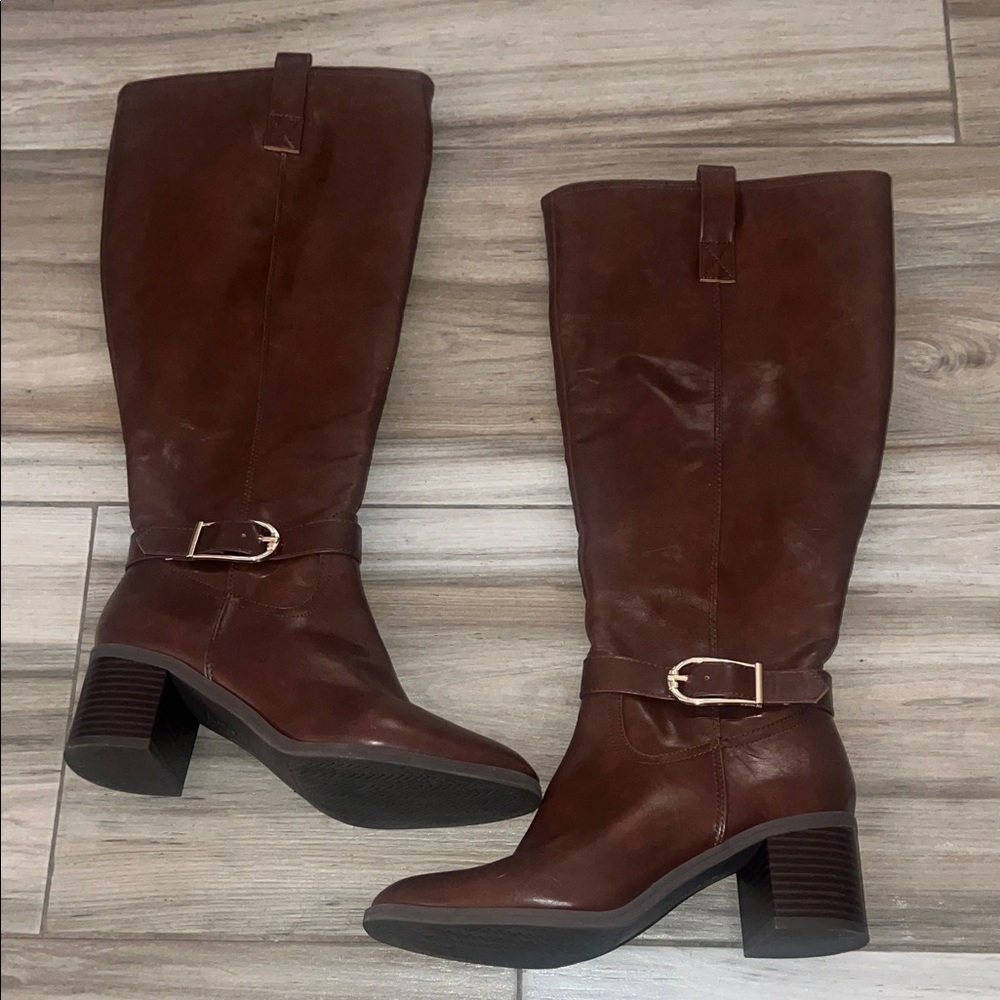 Elegant Brown Leather Knee-High life stride Boots